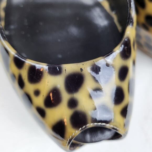Giuseppe Zanotti Mob Wife Cheetah Print Patent Leather Peep Toe Heels US 7 EU 37 - Picture 11 of 12